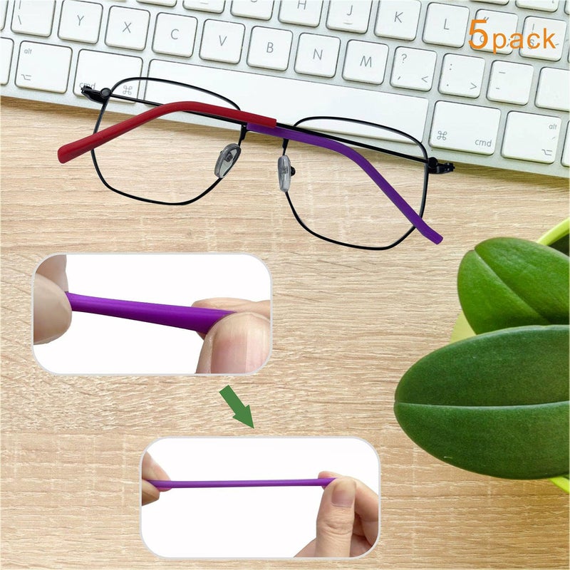 KECHIO Glasses Temple End Tips Soft Silicone Anti Slip Socks Replacement for Eyeglass Thin Arm Covers 5 Pairs - Image 5